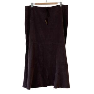 Vintage Dress‎ Barn Faux Suede Women’s Maxi Flare Brown Skirt